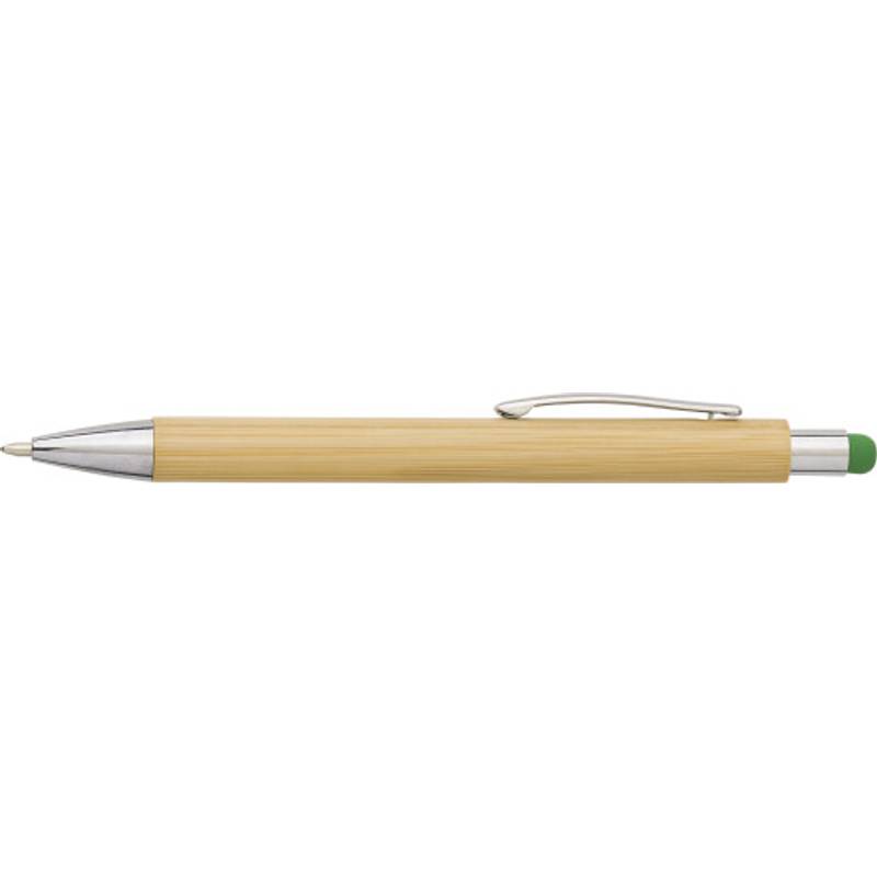 Bambusové, plastové kuličkové pero, žlutá