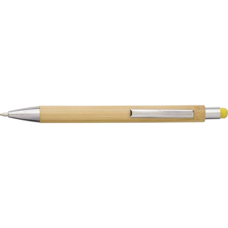 Bambusové, plastové guľôčkové pero, modrá