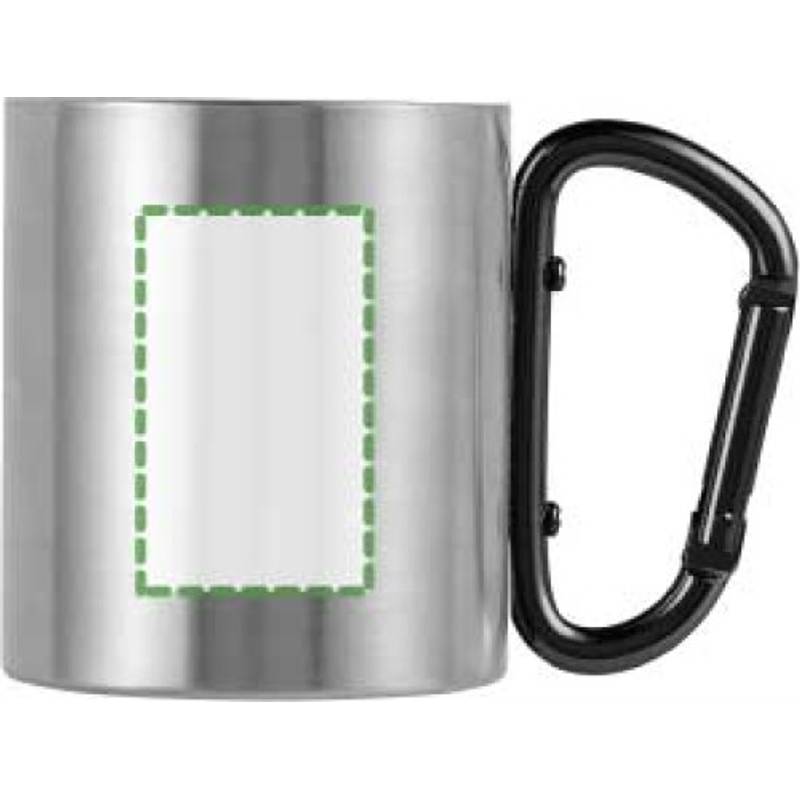 Dvoustěnný nerezový hrnek o objemu 200ml, s karabinou, černý Dvoustěnný nerezový hrnek o objemu 200ml, s karabinou, černý