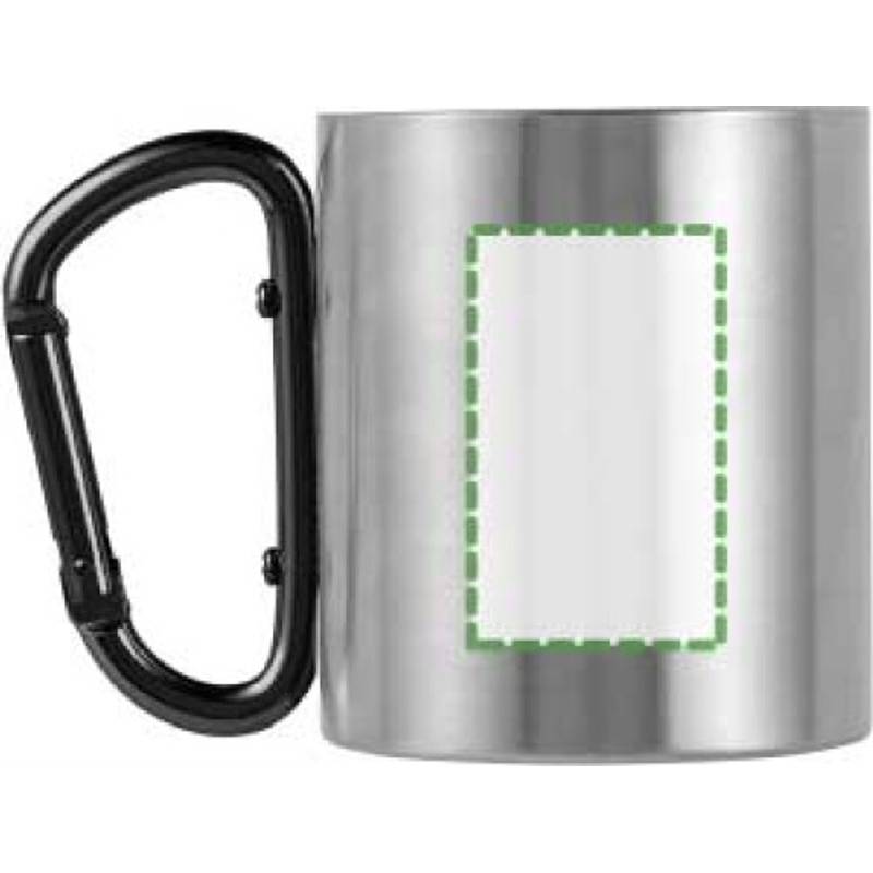 Dvoustěnný nerezový hrnek o objemu 200ml, s karabinou, černý Dvoustěnný nerezový hrnek o objemu 200ml, s karabinou, černý