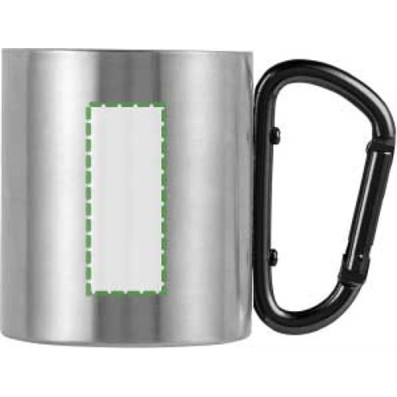 Dvoustěnný nerezový hrnek o objemu 200ml, s karabinou, černý Dvoustěnný nerezový hrnek o objemu 200ml, s karabinou, černý