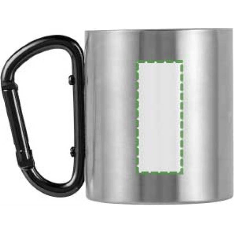 Dvoustěnný nerezový hrnek o objemu 200ml, s karabinou, černý Dvoustěnný nerezový hrnek o objemu 200ml, s karabinou, černý