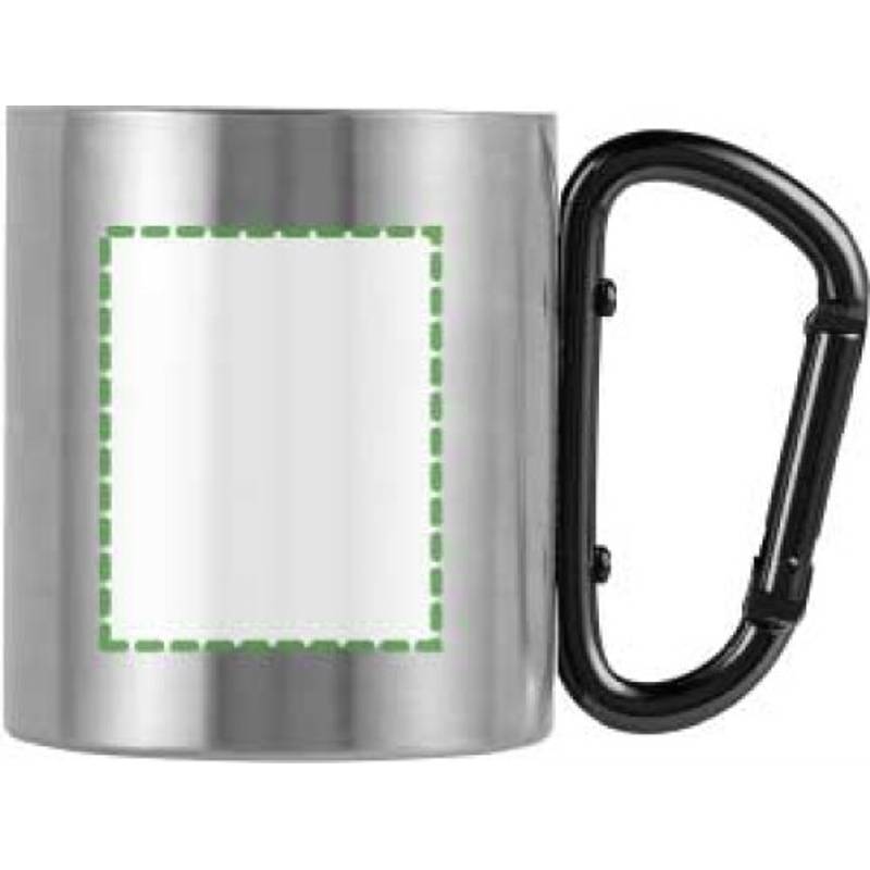 Dvoustěnný nerezový hrnek o objemu 200ml, s karabinou, černý Dvoustěnný nerezový hrnek o objemu 200ml, s karabinou, černý