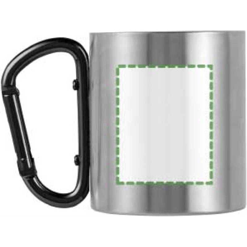 Dvoustěnný nerezový hrnek o objemu 200ml, s karabinou, černý Dvoustěnný nerezový hrnek o objemu 200ml, s karabinou, černý