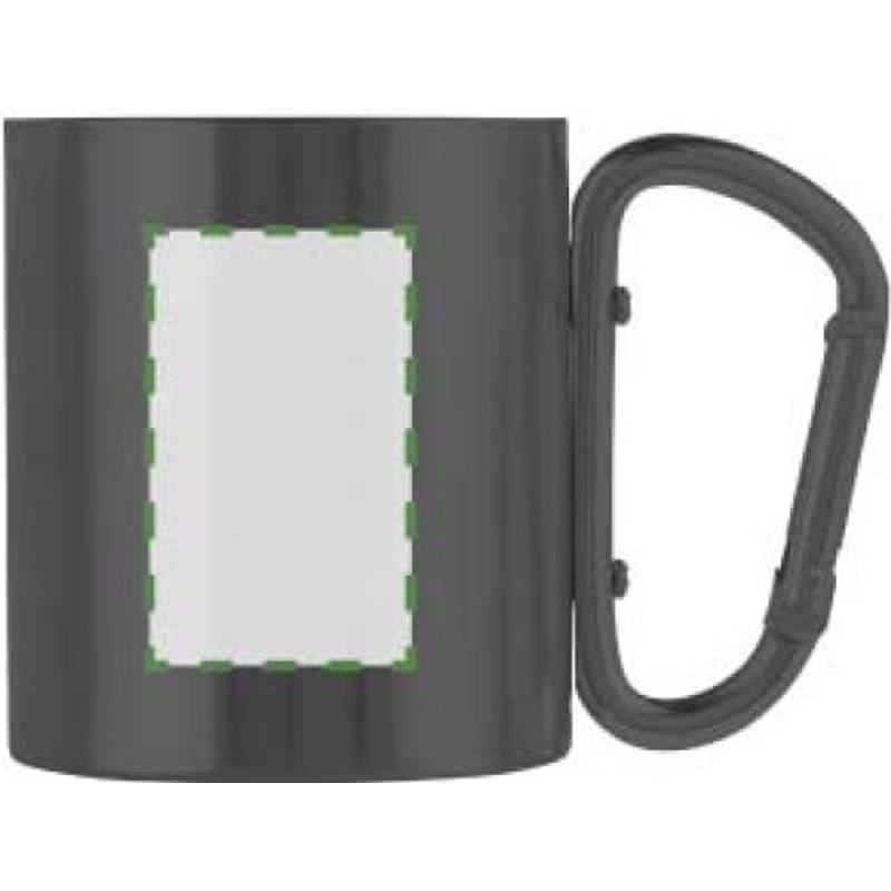 Dvoustěnný nerezový hrnek o objemu 200ml, s karabinou, černý Dvoustěnný nerezový hrnek o objemu 200ml, s karabinou, černý