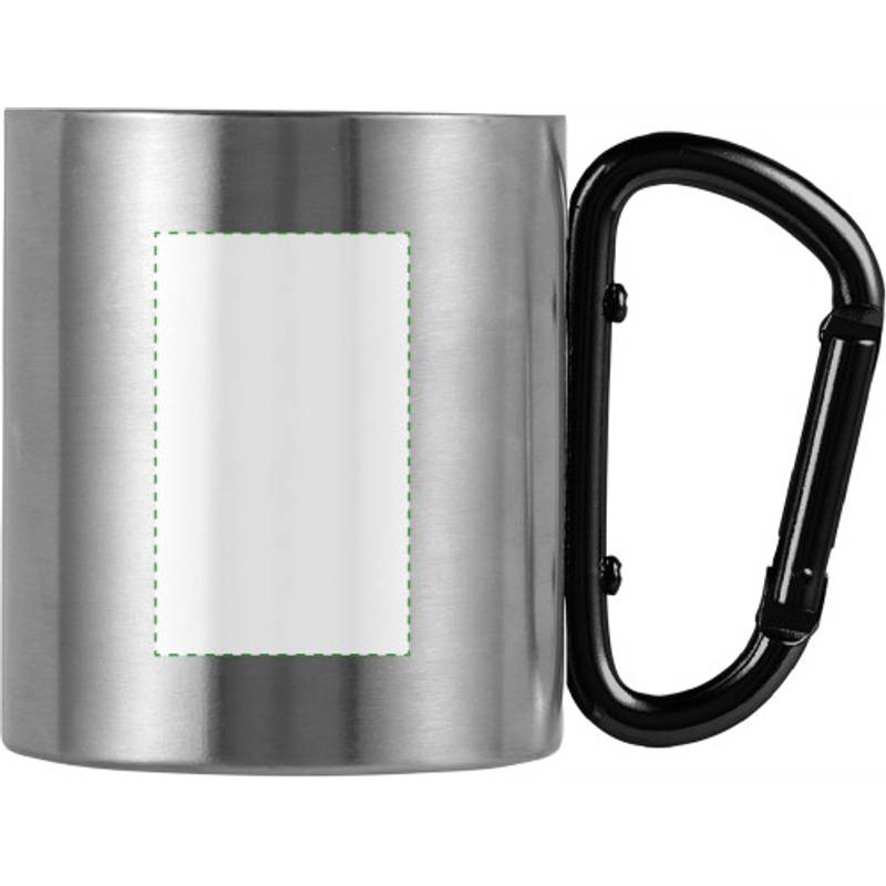 Dvoustěnný nerezový hrnek o objemu 200ml, s karabinou, černý Dvoustěnný nerezový hrnek o objemu 200ml, s karabinou, černý