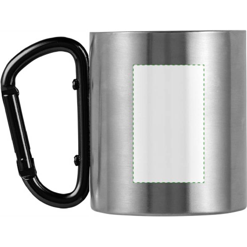 Dvoustěnný nerezový hrnek o objemu 200ml, s karabinou, černý Dvoustěnný nerezový hrnek o objemu 200ml, s karabinou, černý