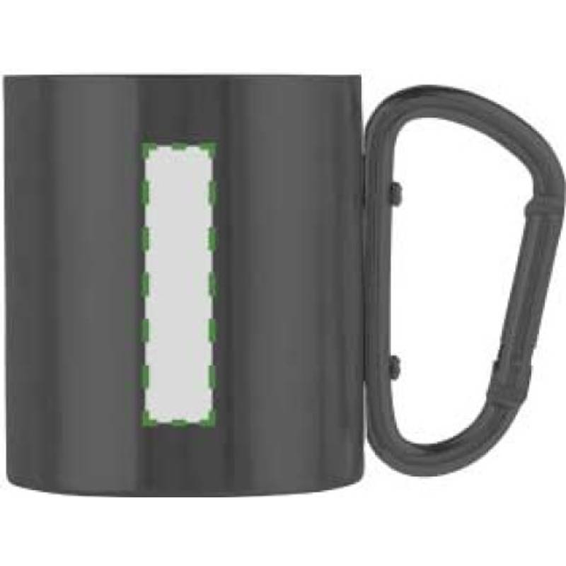 Dvoustěnný nerezový hrnek o objemu 200ml, s karabinou, černý Dvoustěnný nerezový hrnek o objemu 200ml, s karabinou, černý