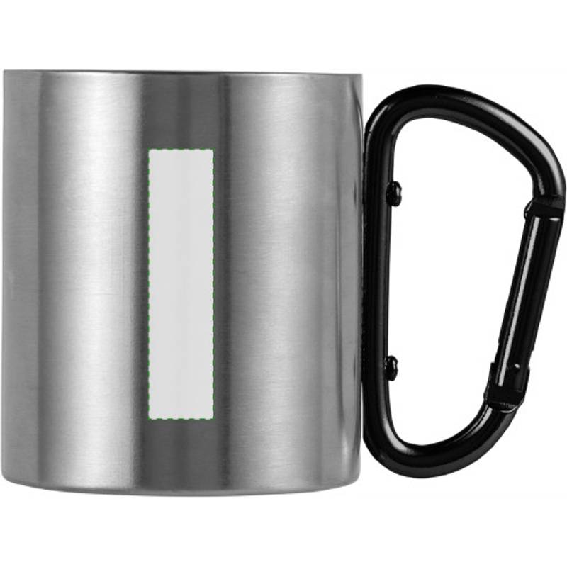 Dvoustěnný nerezový hrnek o objemu 200ml, s karabinou, černý Dvoustěnný nerezový hrnek o objemu 200ml, s karabinou, černý