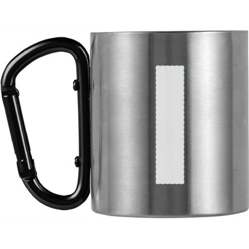 Dvoustěnný nerezový hrnek o objemu 200ml, s karabinou, černý Dvoustěnný nerezový hrnek o objemu 200ml, s karabinou, černý