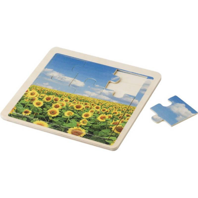 Dřevěné devítidílné puzzle, hnědá Dřevěné devítidílné puzzle, hnědá