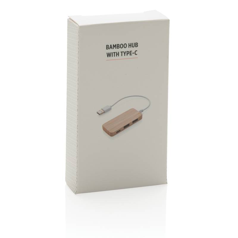 Bambusový USB hub s USB C Bambusový USB hub s USB C