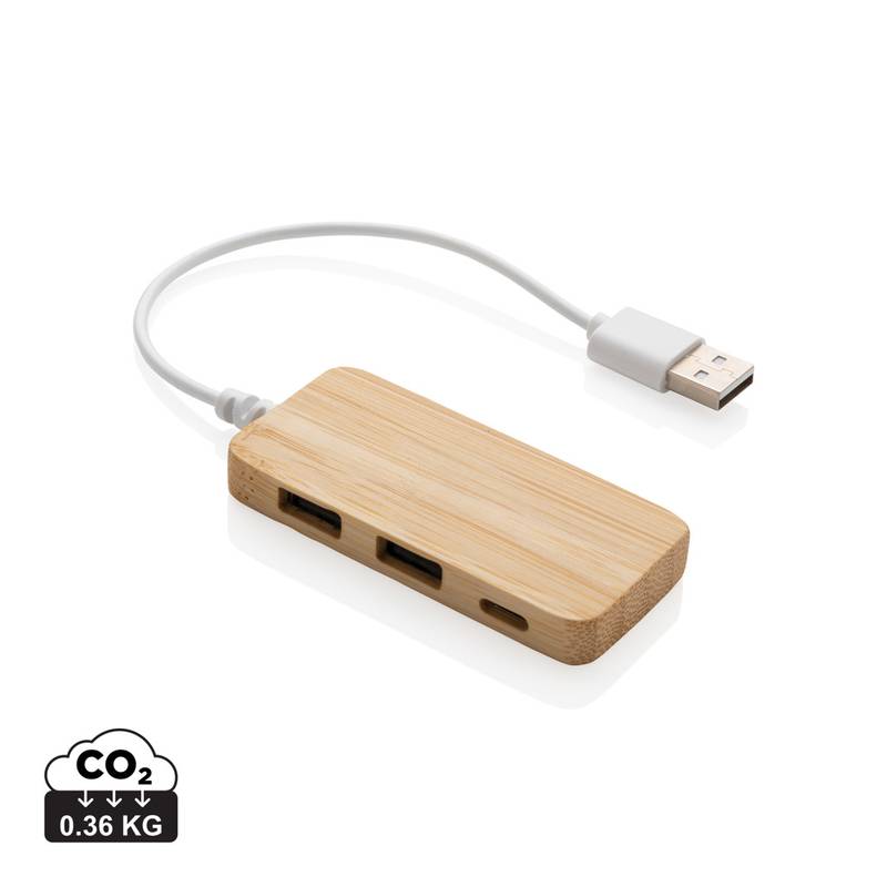 Bambusový USB hub s USB C Bambusový USB hub s USB C