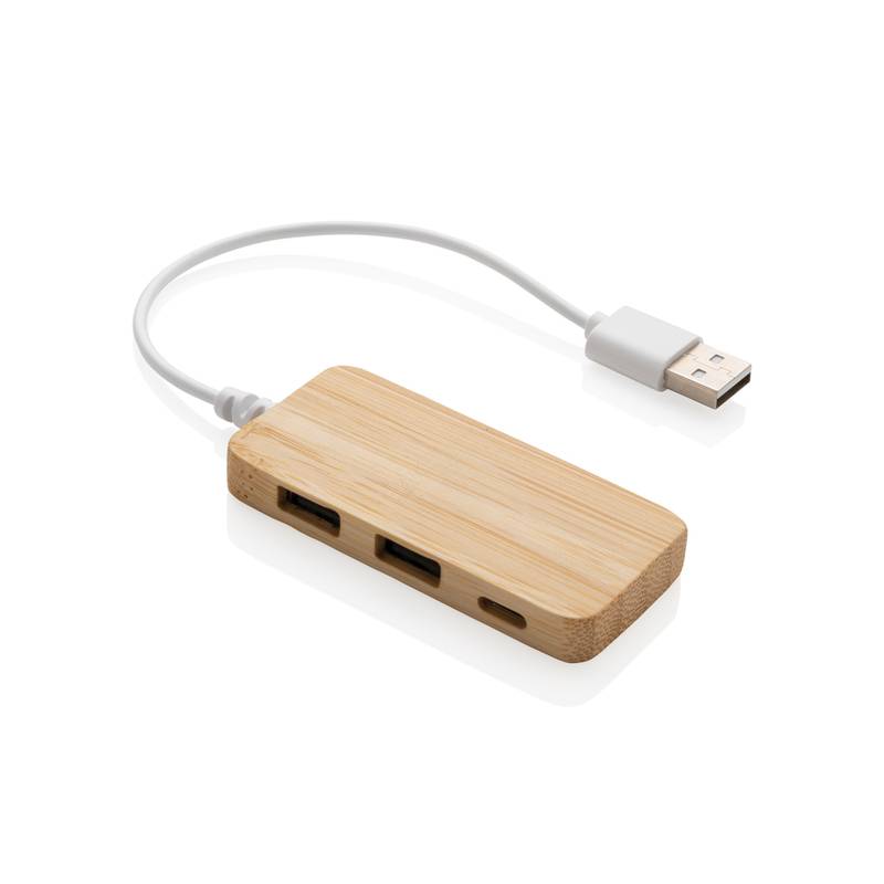 Bambusový USB hub s USB C Bambusový USB hub s USB C