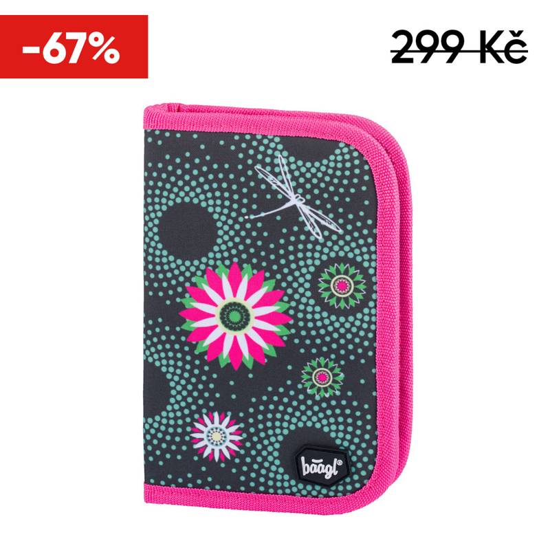 BAAGL - Školní penál klasik Květiny BAAGL - Školní penál klasik Květiny