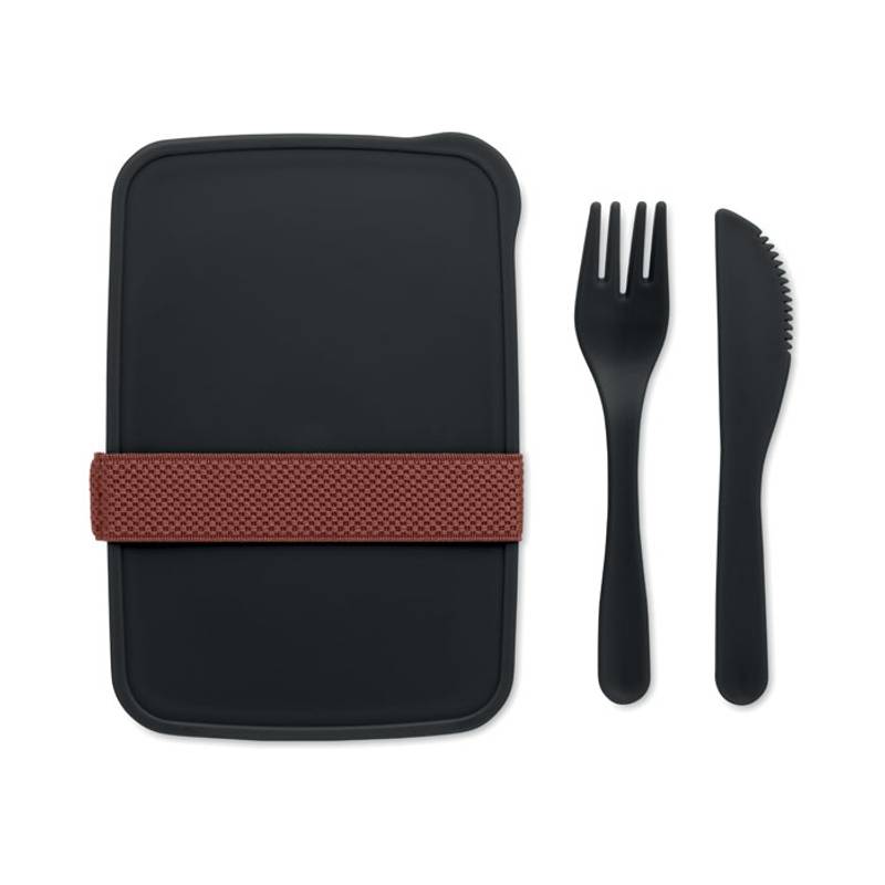 Jídlonosič s příborem, 700ml, černá Jídlonosič s příborem, 700ml, černá