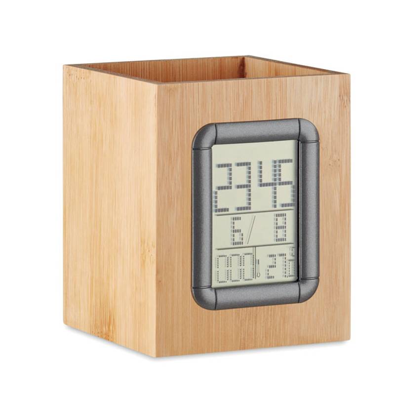 MANILA bambusový stojánek na tužky s digitálními funkcemi, hnědá MANILA bambusový stojánek na tužky s digitálními funkcemi, hnědá