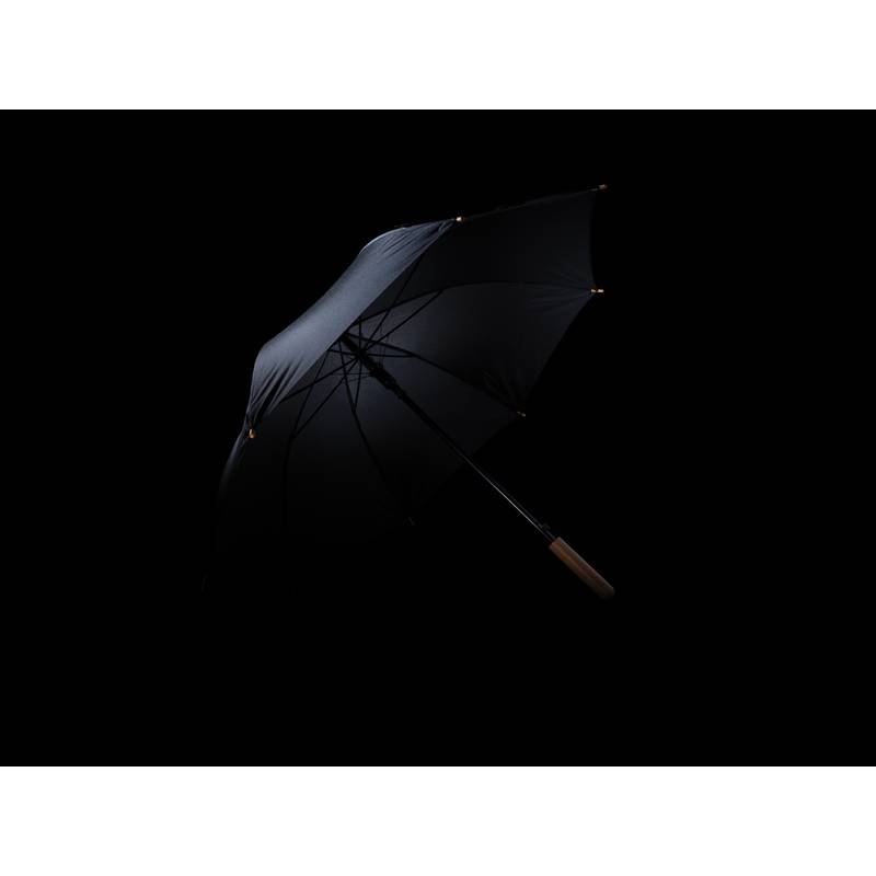 23" bambusový auto-open dáždnik Impact zo 190T RPET AWARE™, čierna