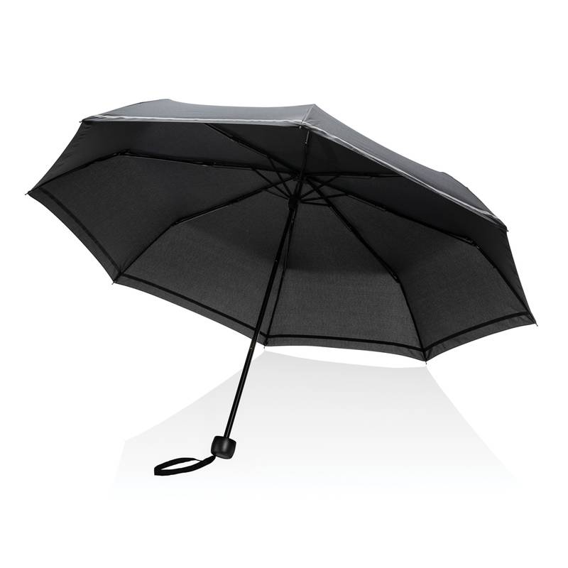 20,5" reflexný dáždnik Impact zo 190T pongee RPET AWARE™, čierna