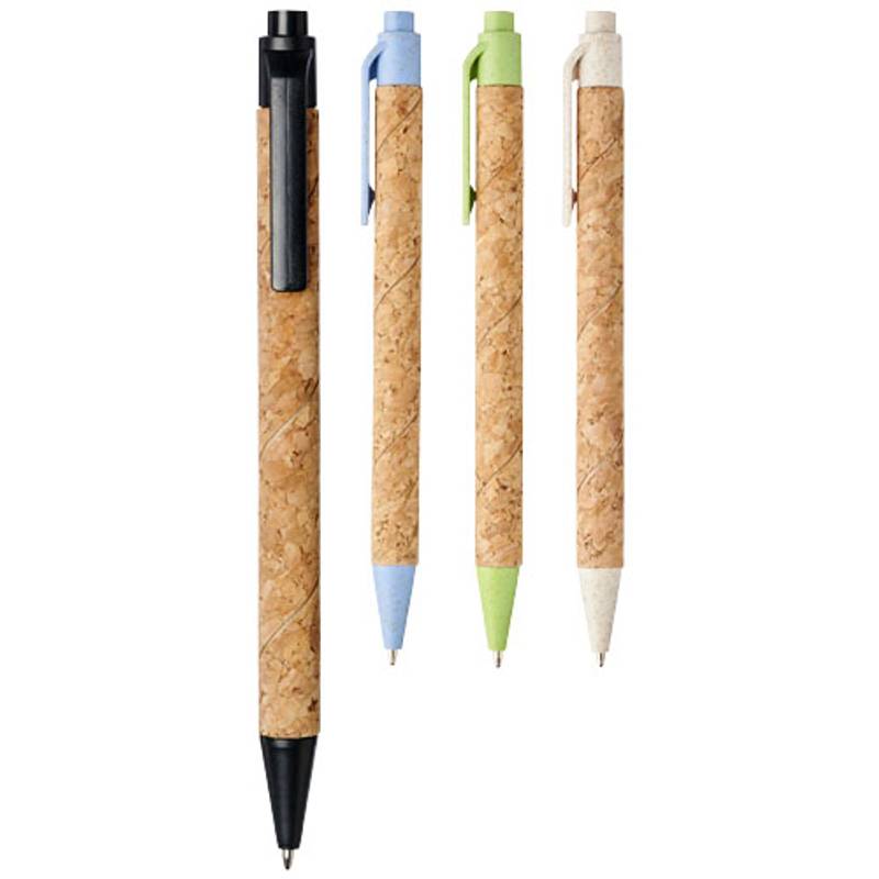 Guľôčkové pero Midar z korku a pšeničnej slamy, hnedá / čierna Guľôčkové pero Midar z korku a pšeničnej slamy, hnedá / čierna