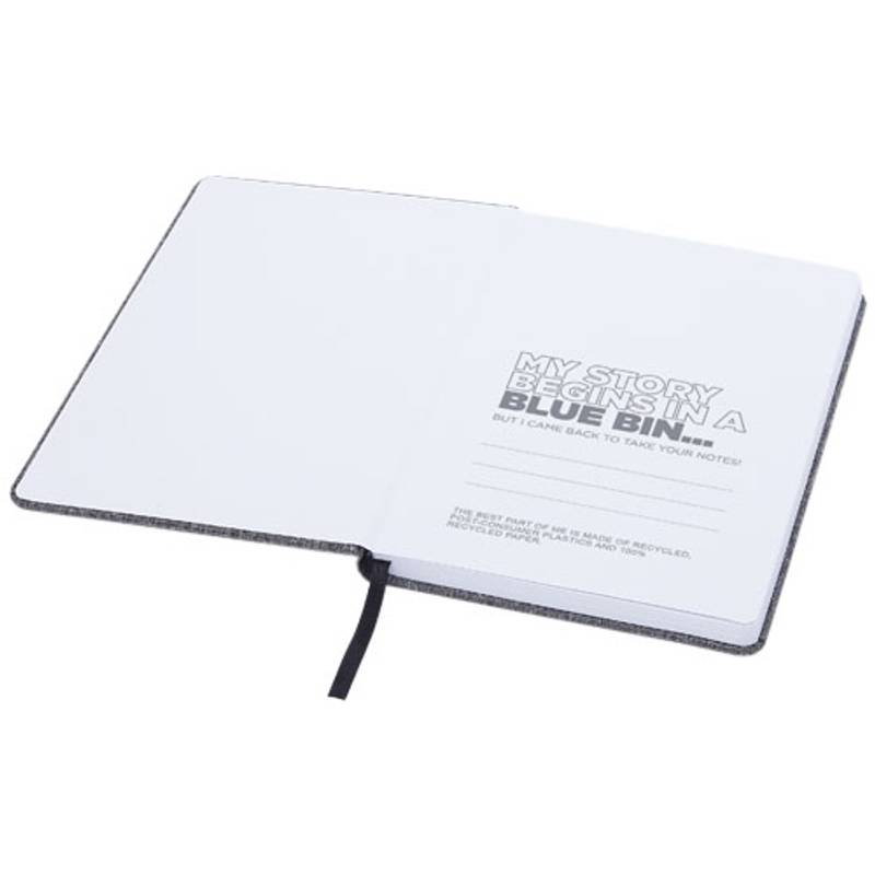 Zápisník A5 Orin, 96 listov, 70 g / m², látka RPET, sivá Zápisník A5 Orin, 96 listov, 70 g / m², látka RPET, sivá