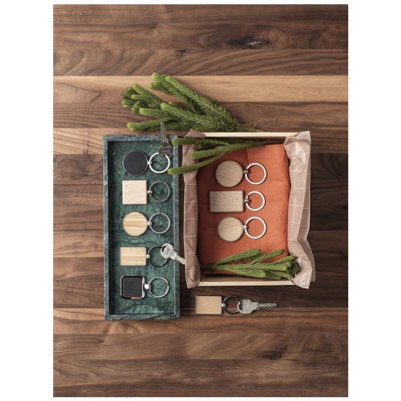 Obdĺžniková kľúčenka z bukového dreva Mauro, prírodná Obdĺžniková kľúčenka z bukového dreva Mauro, prírodná