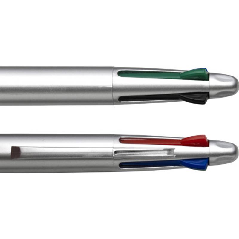 4-barevné kuličkové pero, barevná gumová rukojeť, černá 4-barevné kuličkové pero, barevná gumová rukojeť, černá