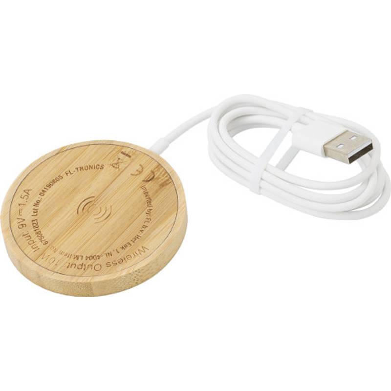 Bezdrátová nabíječka z bambusu. Bezdrátová nabíječka z bambusu.