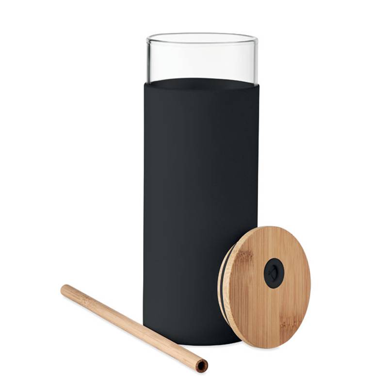 STRASS  Pohár s bambusovým viečkom , čierna