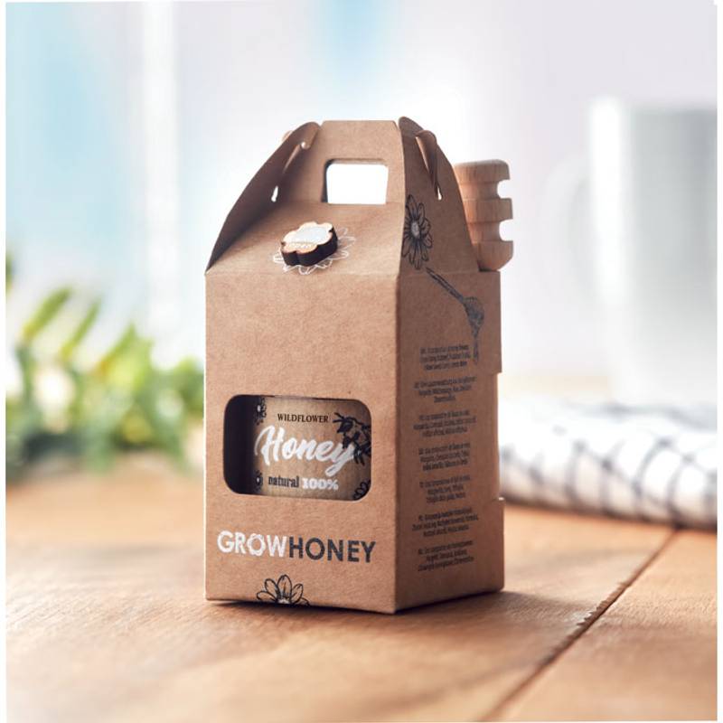 DAUBER Súprava pohára medu a naberačky , hnedá DAUBER Súprava pohára medu a naberačky , hnedá