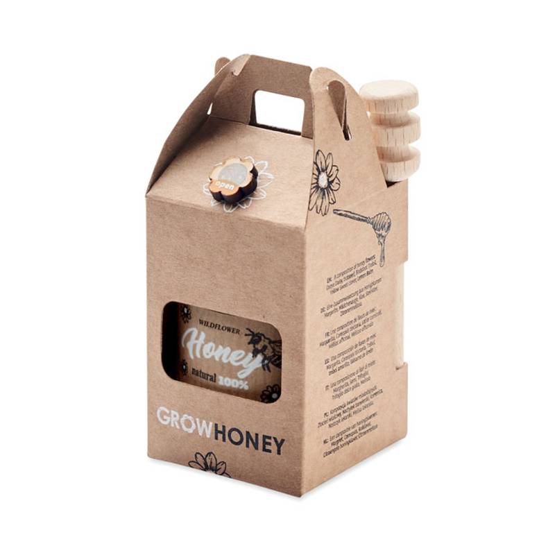 DAUBER Súprava pohára medu a naberačky , hnedá DAUBER Súprava pohára medu a naberačky , hnedá