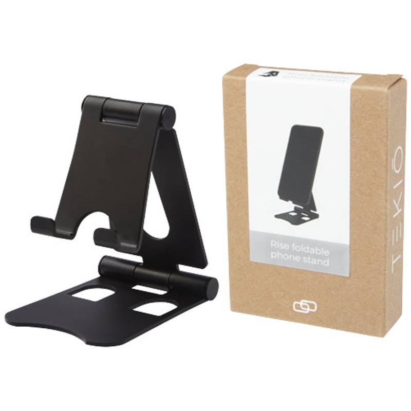 Skládací stojánek na telefon Riso, černá Skládací stojánek na telefon Riso, černá