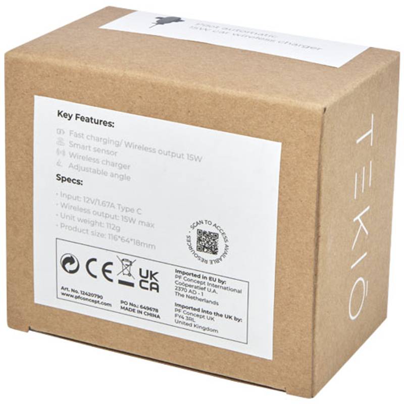 15W bezdrôtová automatická nabíjačka do auta Pilot, čierna 15W bezdrôtová automatická nabíjačka do auta Pilot, čierna