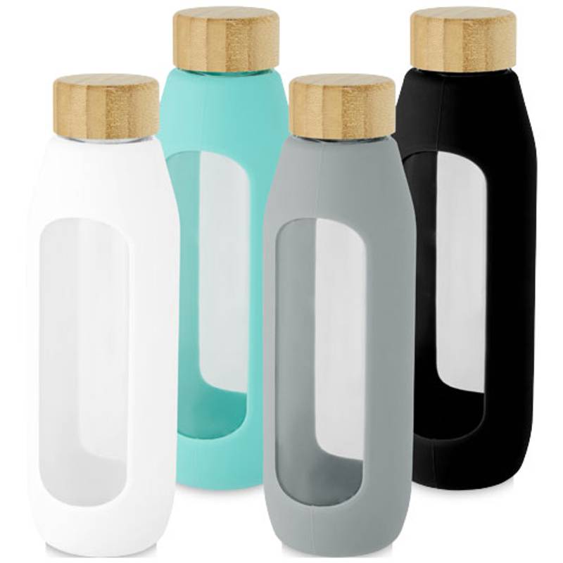 Fľaša objemu 600 ml z borosilikátového skla so silikonovým obalom Tidan, zelená Fľaša objemu 600 ml z borosilikátového skla so silikonovým obalom Tidan, zelená