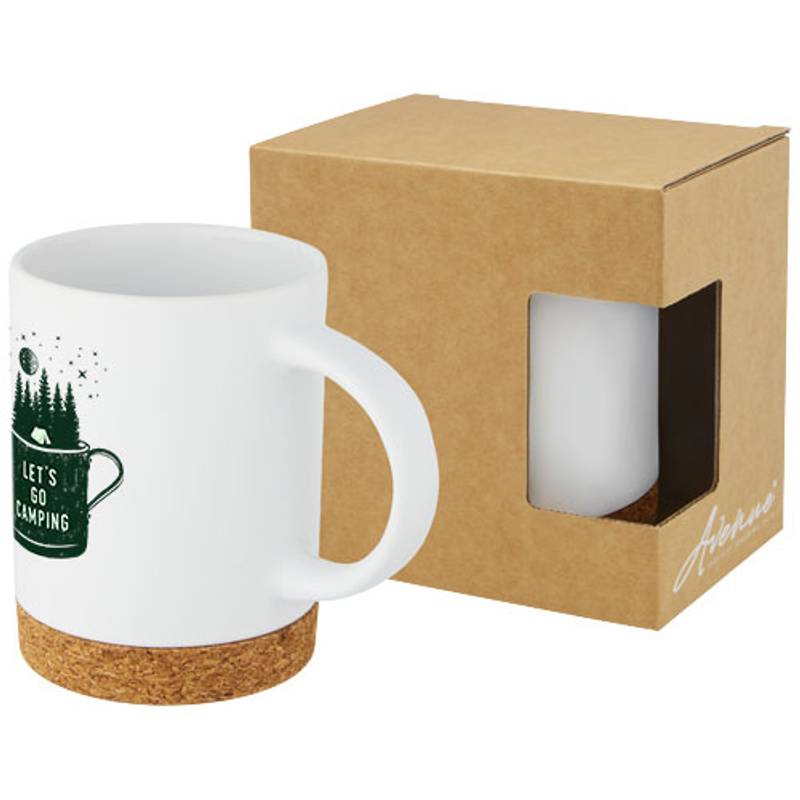 Keramický hrnek o objemu 425 ml s korkovou spodní částí Neiva, bílá Keramický hrnek o objemu 425 ml s korkovou spodní částí Neiva, bílá