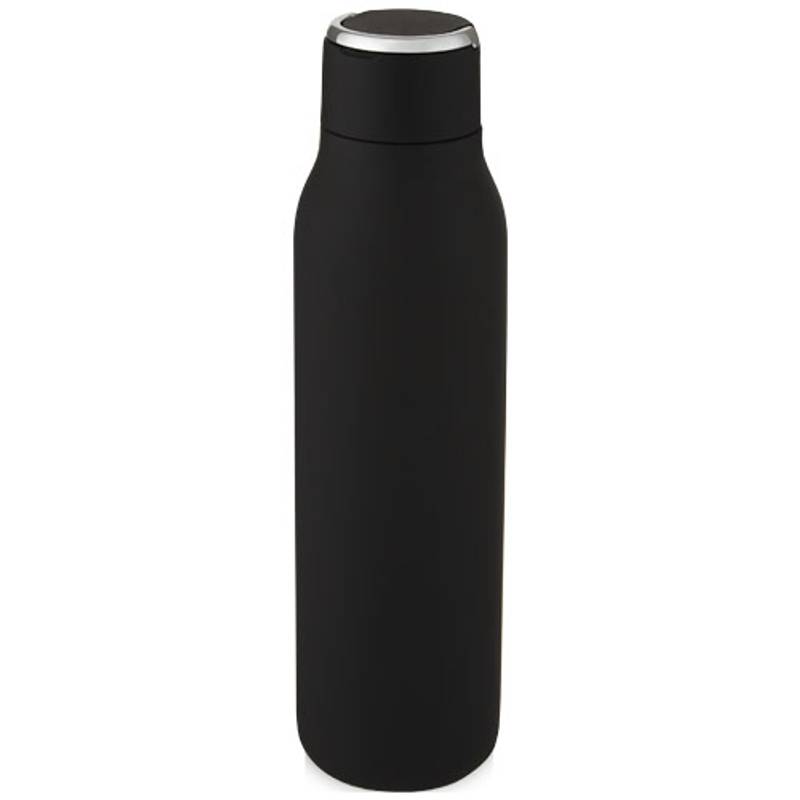 Medená fľaša s vákuovou izoláciou o objemu 600 ml s kovovým pútkom Marka, čierna Medená fľaša s vákuovou izoláciou o objemu 600 ml s kovovým pútkom Marka, čierna