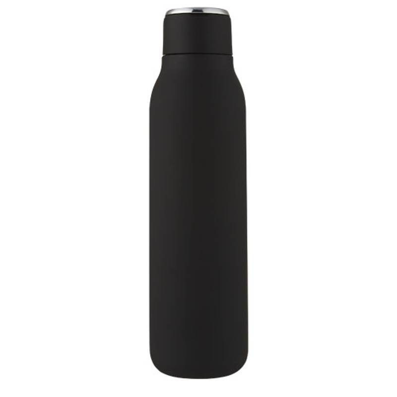 Medená fľaša s vákuovou izoláciou o objemu 600 ml s kovovým pútkom Marka, čierna Medená fľaša s vákuovou izoláciou o objemu 600 ml s kovovým pútkom Marka, čierna