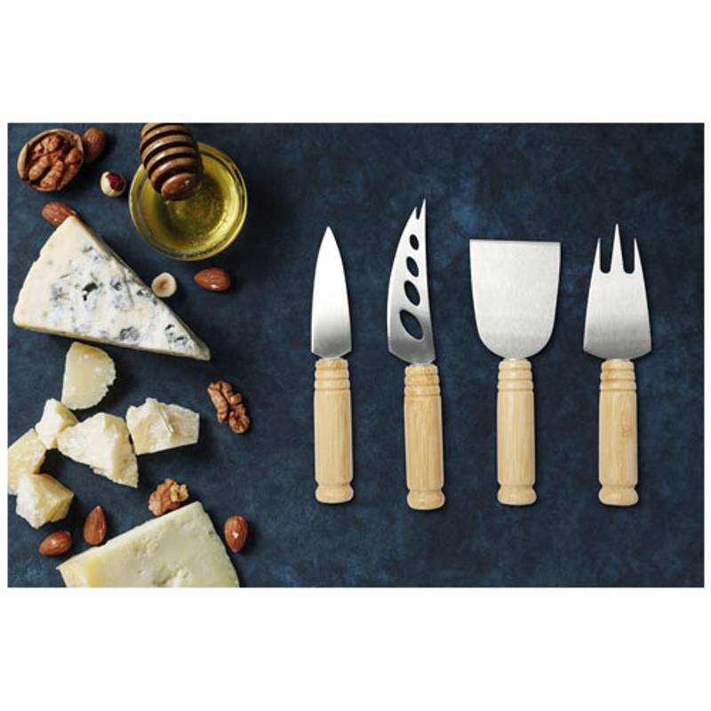 4dílná bambusová sada na sýr Cheds, přírodní 4dílná bambusová sada na sýr Cheds, přírodní