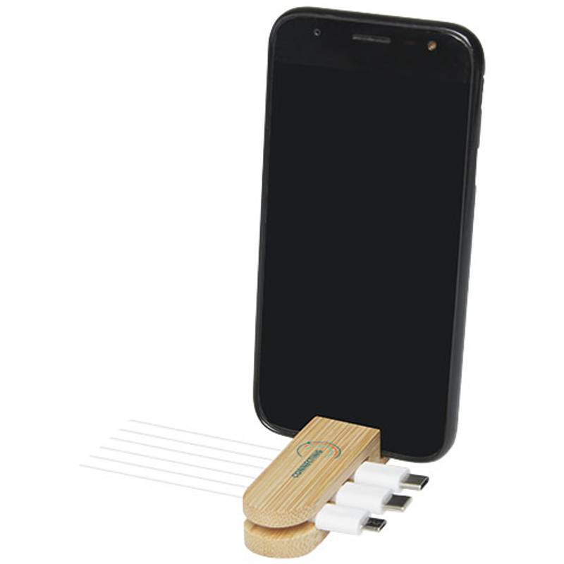 Organizér kabelů Edulis z bambusu, bílá Organizér kabelů Edulis z bambusu, bílá