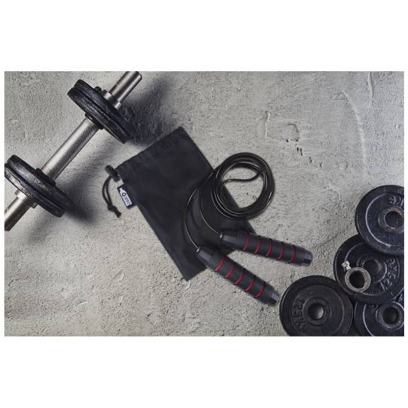 Švihadlo v puzdre z recyklovaného PET plastu Austin, červená Švihadlo v puzdre z recyklovaného PET plastu Austin, červená