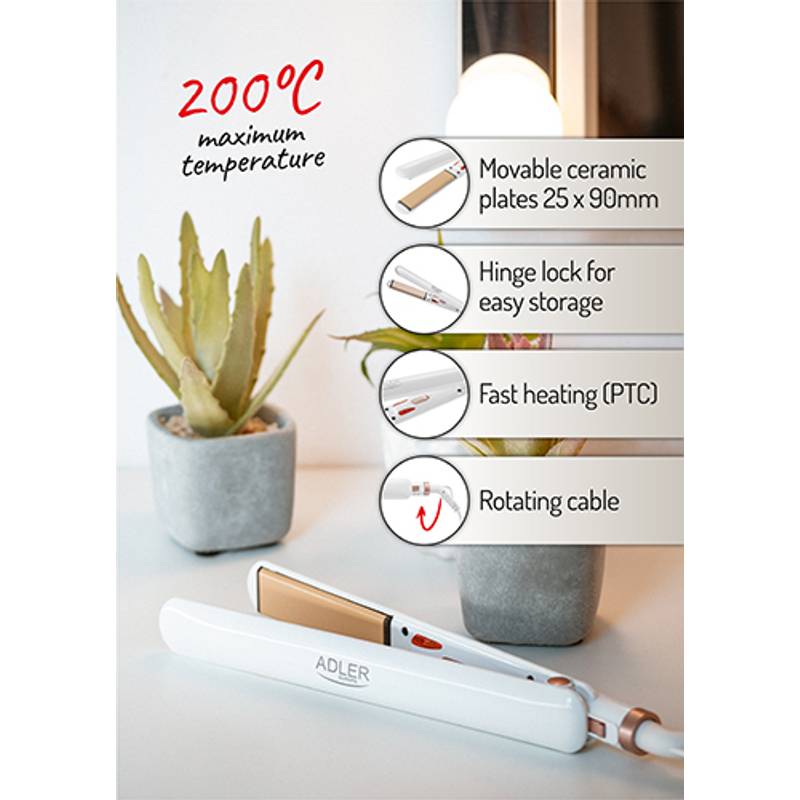 Žehlička na vlasy - keramická, ADLER AD2317 Žehlička na vlasy - keramická, ADLER AD2317