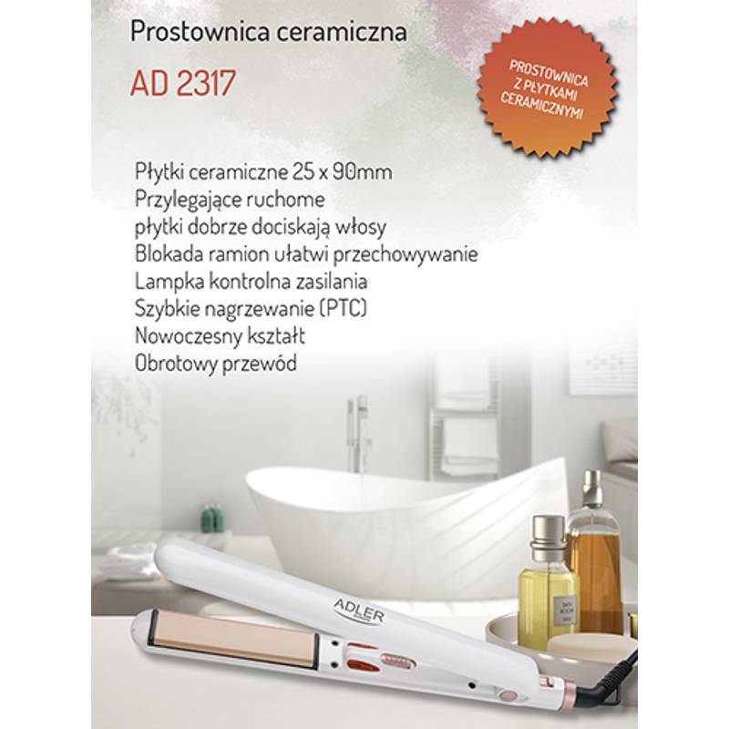 Žehlička na vlasy - keramická, ADLER AD2317 Žehlička na vlasy - keramická, ADLER AD2317