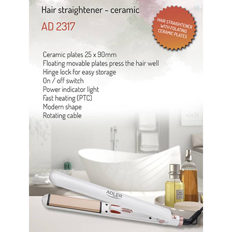 Žehlička na vlasy - keramická, ADLER AD2317 Žehlička na vlasy - keramická, ADLER AD2317
