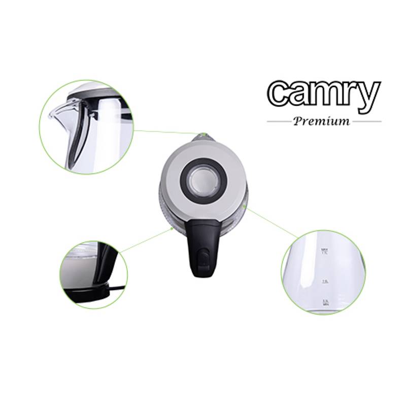 Skleněná rychlovarná konvice 1,7L, CAMRY CR1251w Skleněná rychlovarná konvice 1,7L, CAMRY CR1251w