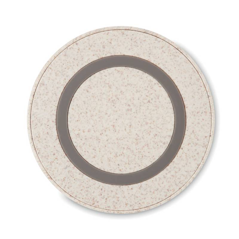 Bezdrátová nabíječka, ze slámy a ABS, šedá Bezdrátová nabíječka, ze slámy a ABS, šedá