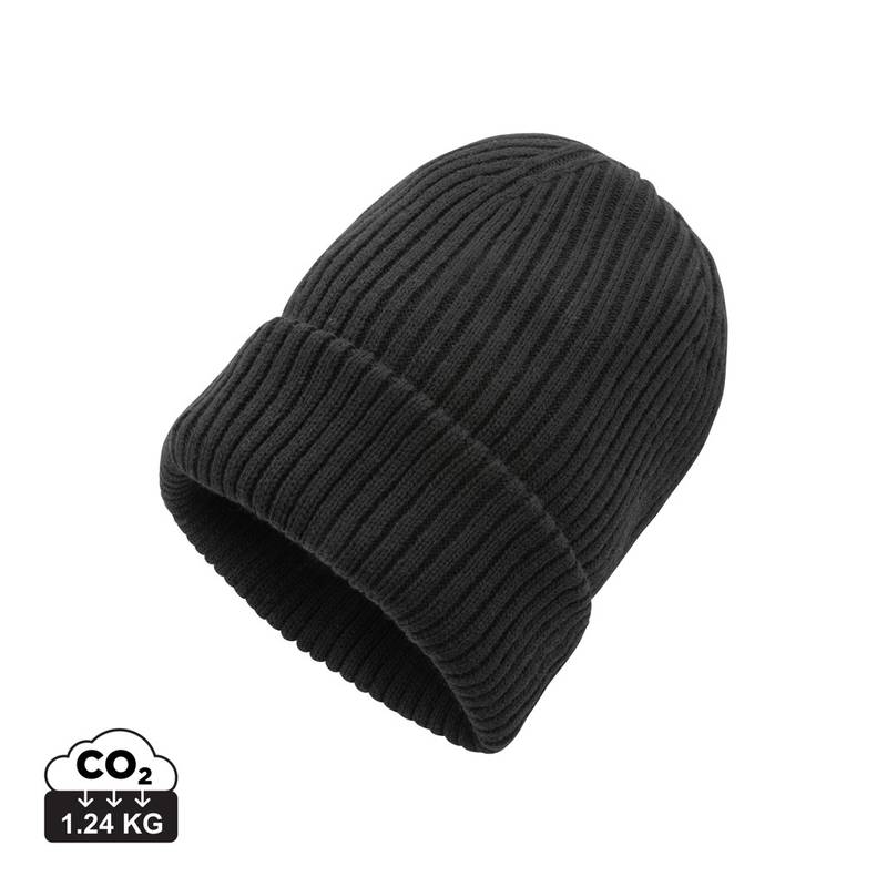 Dvojito pletená beanie čapica Impact z Polylana® AWARE™, čierna Dvojito pletená beanie čapica Impact z Polylana® AWARE™, čierna