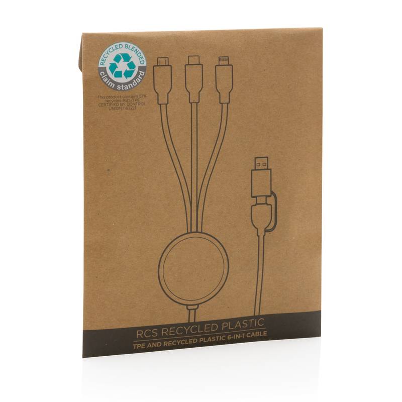 Nabíjecí kabel 6 v 1 z RCS recyklovaného plastu a TPE Nabíjecí kabel 6 v 1 z RCS recyklovaného plastu a TPE