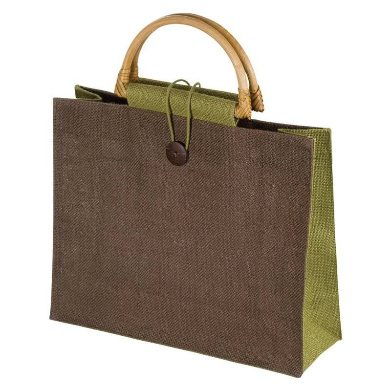 Jutová nákupná taška, hnedá a zelená Jutová nákupná taška, hnedá a zelená
