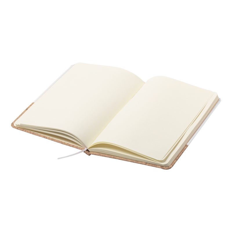 Blok A5 s prkny z přírodního korku a PU kůže, s gumičkou a 98 čistými listy, bílá Blok A5 s prkny z přírodního korku a PU kůže, s gumičkou a 98 čistými listy, bílá