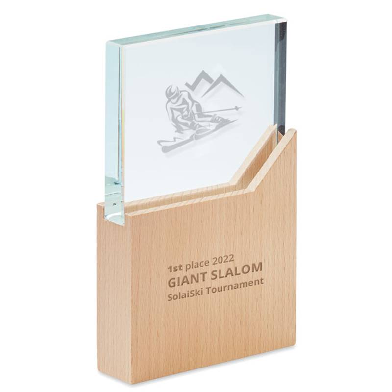 Skleněná plaketa na podstavci, hnědá Skleněná plaketa na podstavci, hnědá